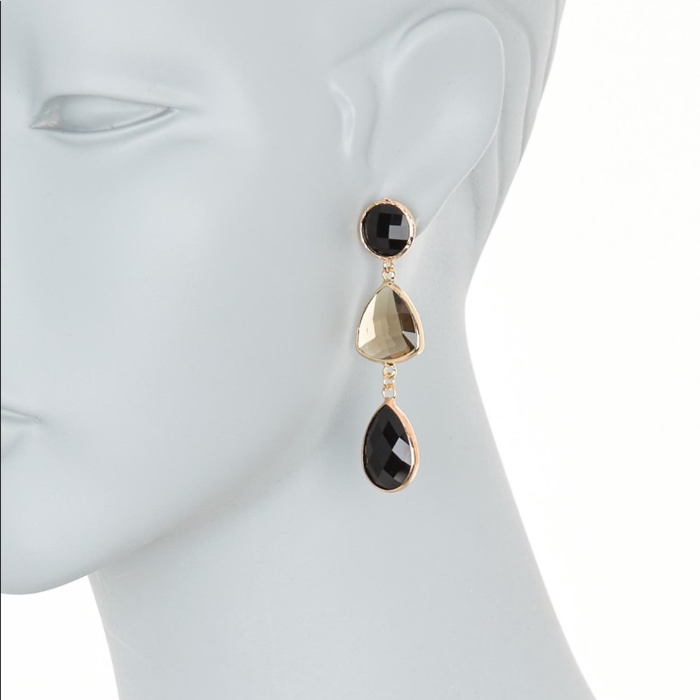 Panacea NWT Black Smokey Crystal Linear Drop Earri